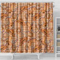 Brown Hawaii Palaka Cowboy Shower Curtain Hawaiian Paniolo Festival Spirit
