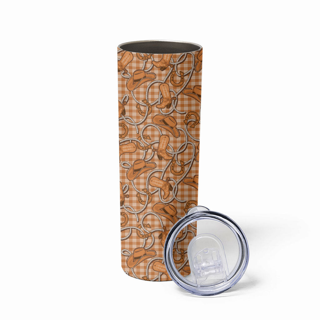 Brown Hawaii Palaka Cowboy Skinny Tumbler Hawaiian Paniolo Festival Spirit