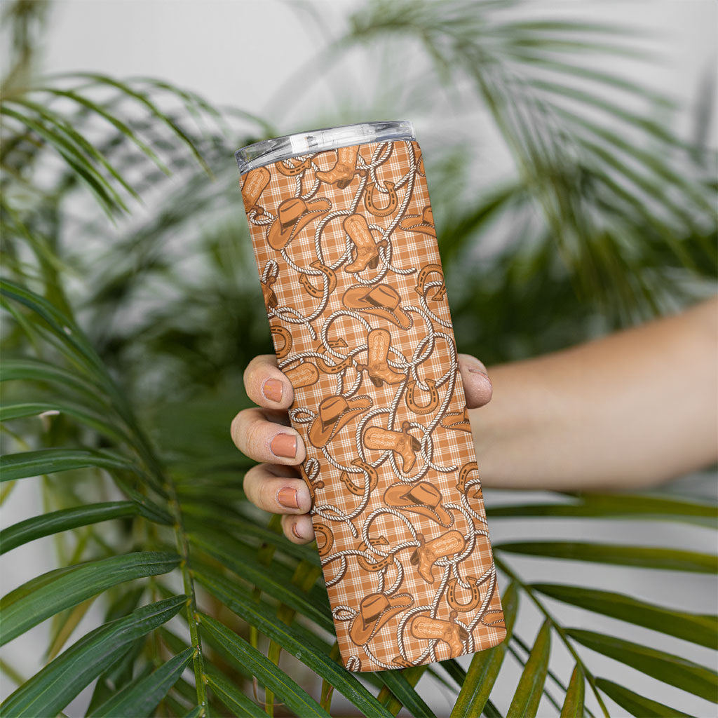 Brown Hawaii Palaka Cowboy Skinny Tumbler Hawaiian Paniolo Festival Spirit