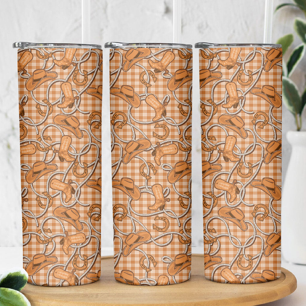 Brown Hawaii Palaka Cowboy Skinny Tumbler Hawaiian Paniolo Festival Spirit