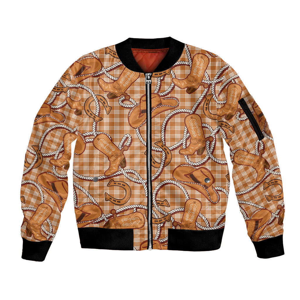 Brown Hawaii Palaka Cowboy Sleeve Zip Bomber Jacket Hawaiian Paniolo Festival Spirit LT19 Unisex Brown - Polynesian Pride