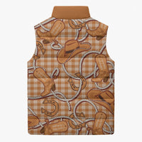 Brown Hawaii Palaka Cowboy Sleeveless Puffer Jacket Hawaiian Paniolo Festival Spirit