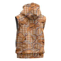 Brown Hawaii Palaka Cowboy Sleeveless Zip Hoodie Hawaiian Paniolo Festival Spirit
