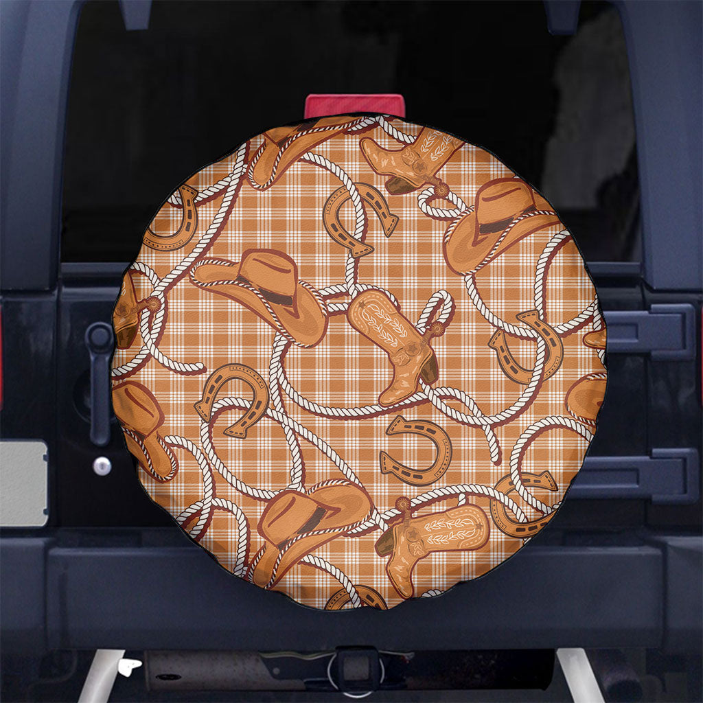 Brown Hawaii Palaka Cowboy Spare Tire Cover Hawaiian Paniolo Festival Spirit