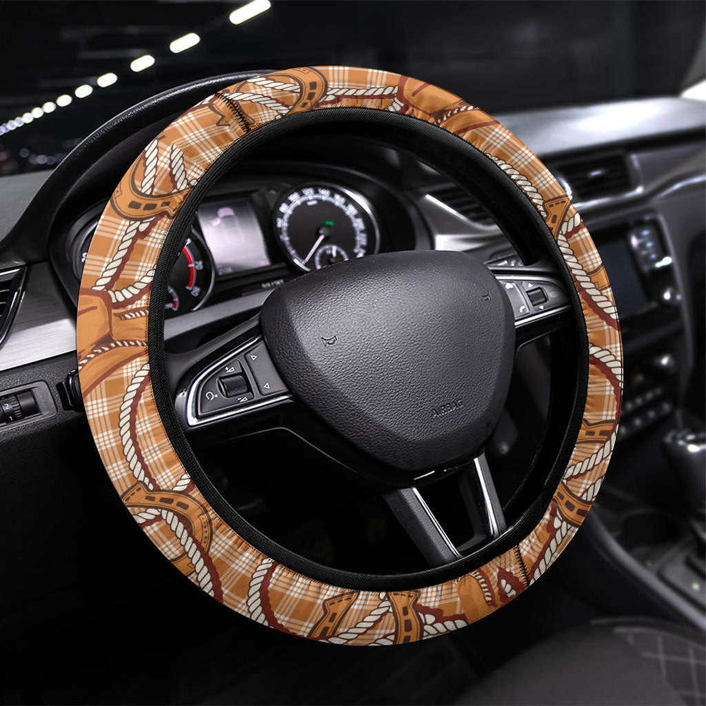 Brown Hawaii Palaka Cowboy Steering Wheel Cover Hawaiian Paniolo Festival Spirit LT19 Universal Fit Brown - Polynesian Pride