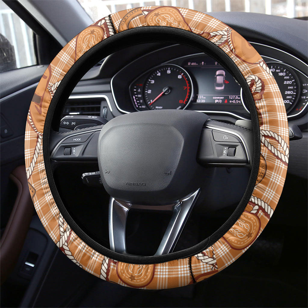 Brown Hawaii Palaka Cowboy Steering Wheel Cover Hawaiian Paniolo Festival Spirit