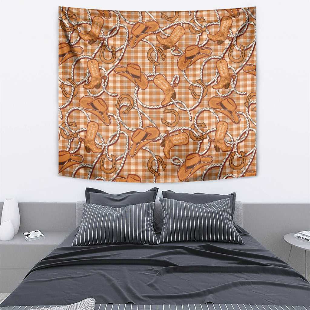 Brown Hawaii Palaka Cowboy Tapestry Hawaiian Paniolo Festival Spirit