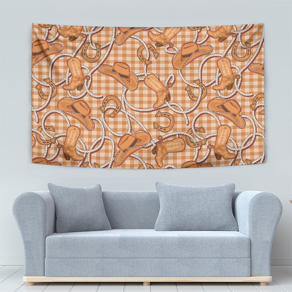 Brown Hawaii Palaka Cowboy Tapestry Hawaiian Paniolo Festival Spirit