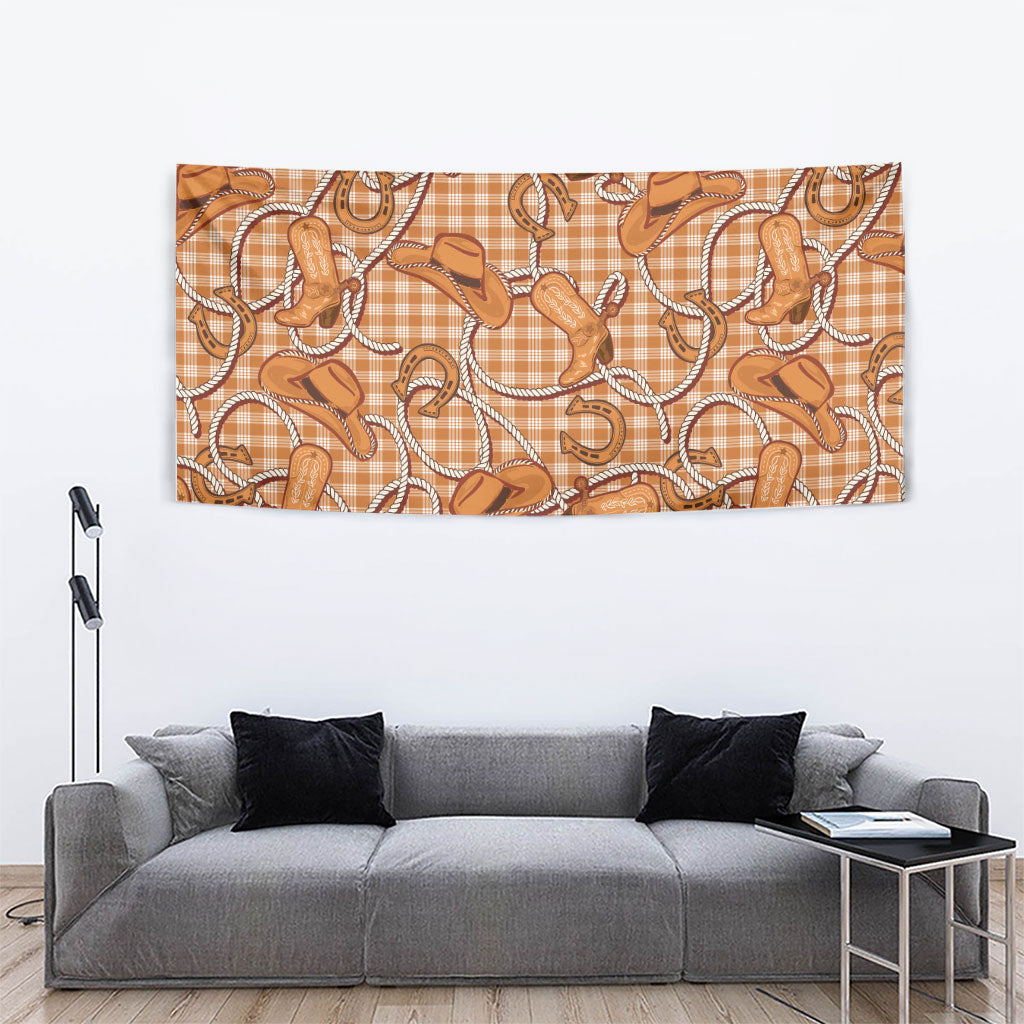 Brown Hawaii Palaka Cowboy Tapestry Hawaiian Paniolo Festival Spirit