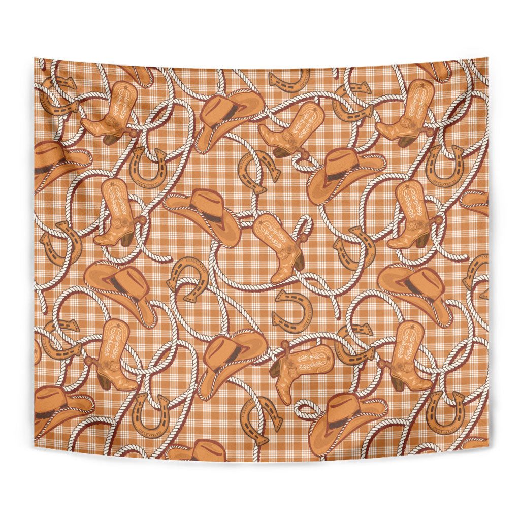Brown Hawaii Palaka Cowboy Tapestry Hawaiian Paniolo Festival Spirit