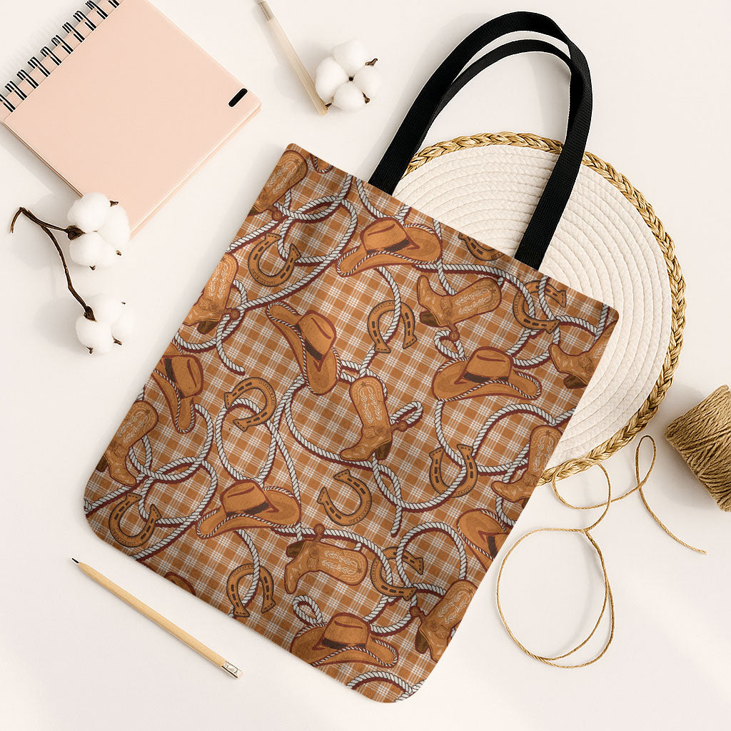Brown Hawaii Palaka Cowboy Tote Bag Hawaiian Paniolo Festival Spirit