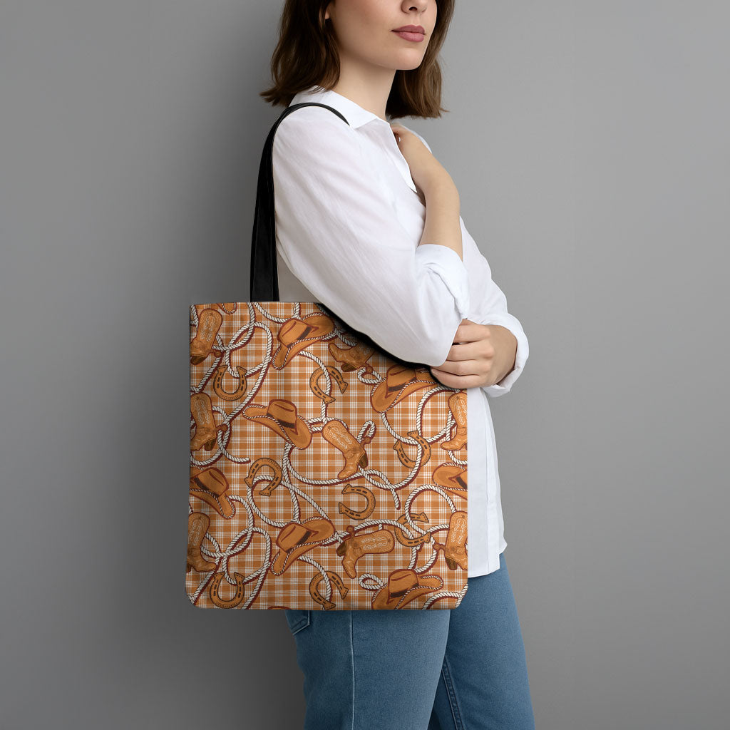 Brown Hawaii Palaka Cowboy Tote Bag Hawaiian Paniolo Festival Spirit