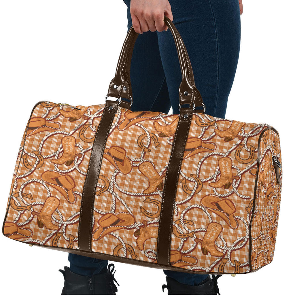 Brown Hawaii Palaka Cowboy Travel Bag Hawaiian Paniolo Festival Spirit