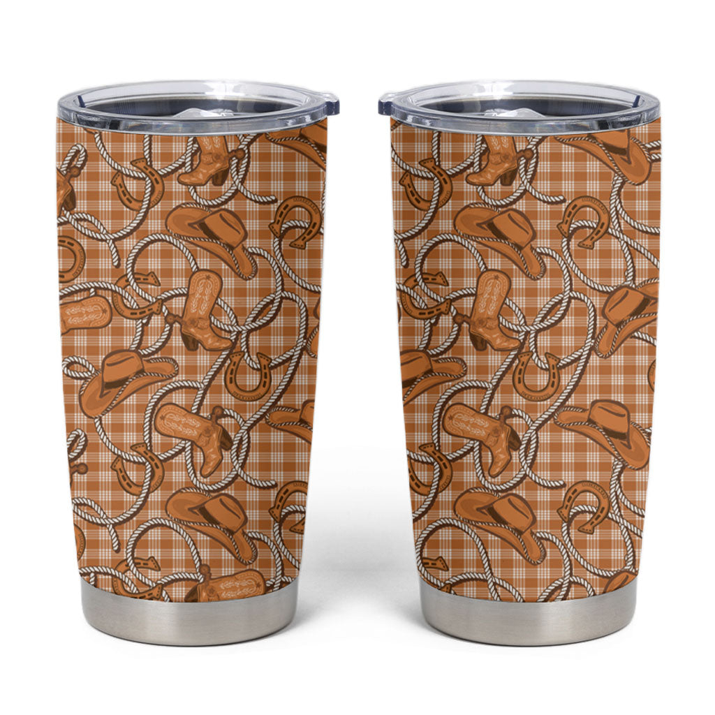 Brown Hawaii Palaka Cowboy Tumbler Cup Hawaiian Paniolo Festival Spirit
