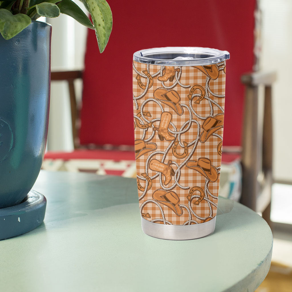 Brown Hawaii Palaka Cowboy Tumbler Cup Hawaiian Paniolo Festival Spirit
