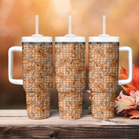 Brown Hawaii Palaka Cowboy Tumbler With Handle Hawaiian Paniolo Festival Spirit