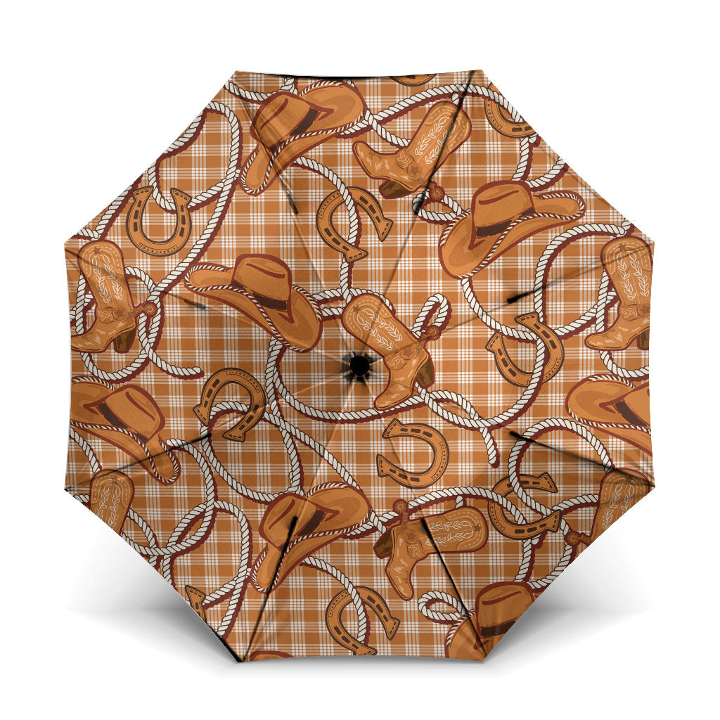Brown Hawaii Palaka Cowboy Umbrella Hawaiian Paniolo Festival Spirit