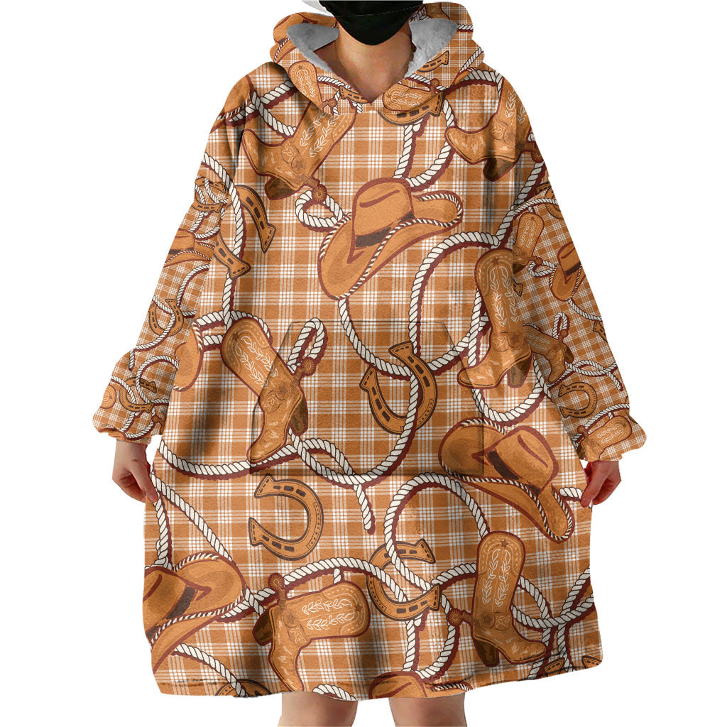 Brown Hawaii Palaka Cowboy Wearable Blanket Hoodie Hawaiian Paniolo Festival Spirit