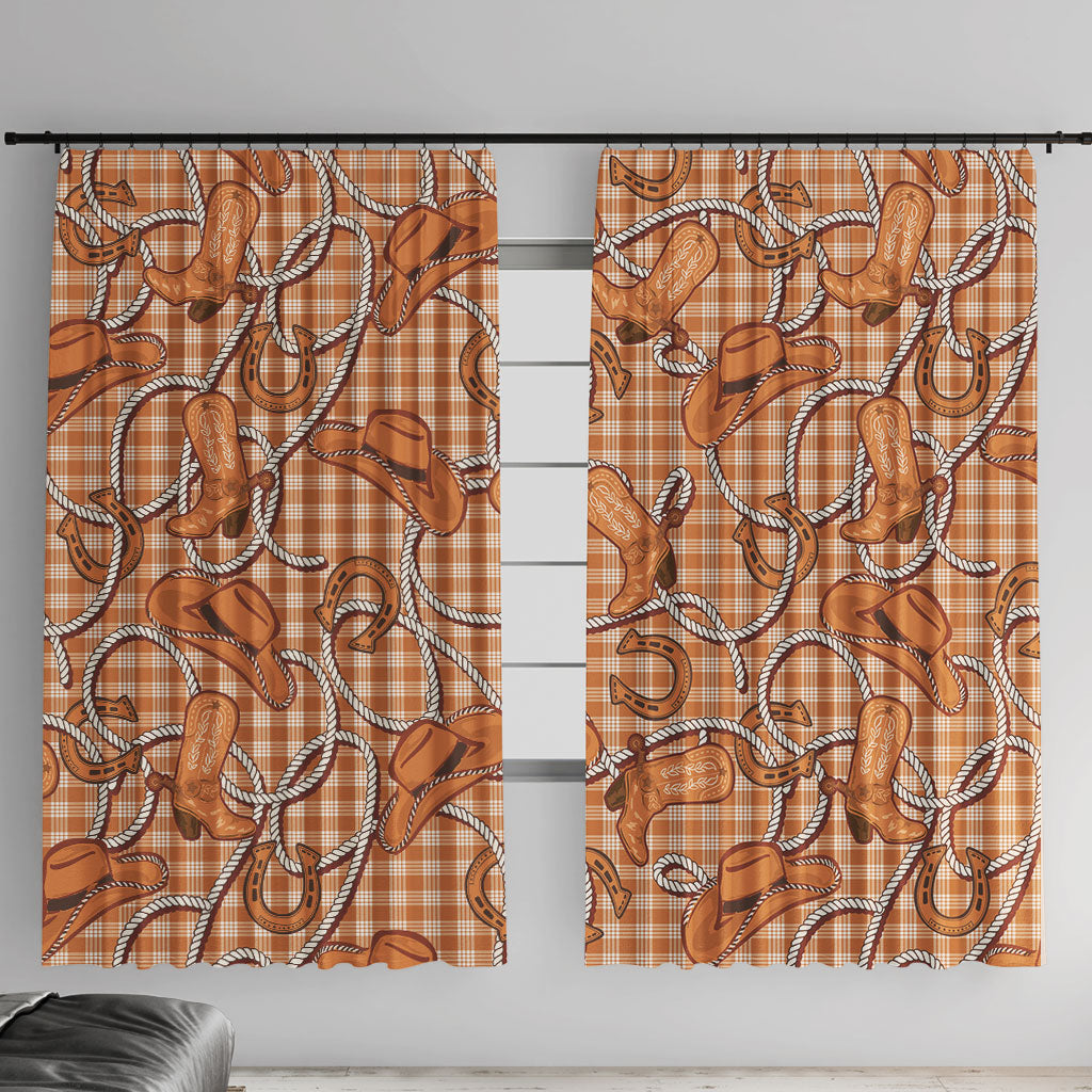 Brown Hawaii Palaka Cowboy Window Curtain Hawaiian Paniolo Festival Spirit