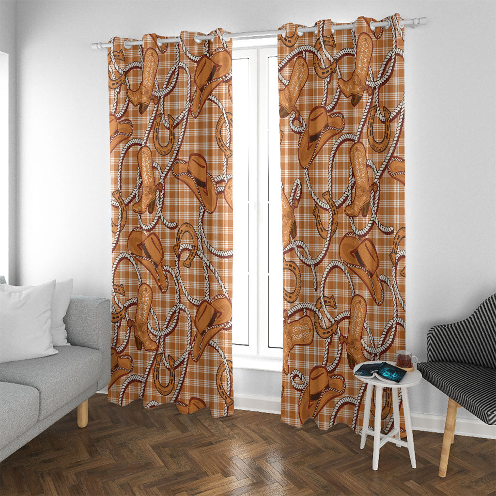 Brown Hawaii Palaka Cowboy Window Curtain Hawaiian Paniolo Festival Spirit