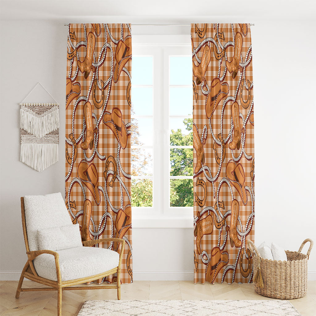 Brown Hawaii Palaka Cowboy Window Curtain Hawaiian Paniolo Festival Spirit