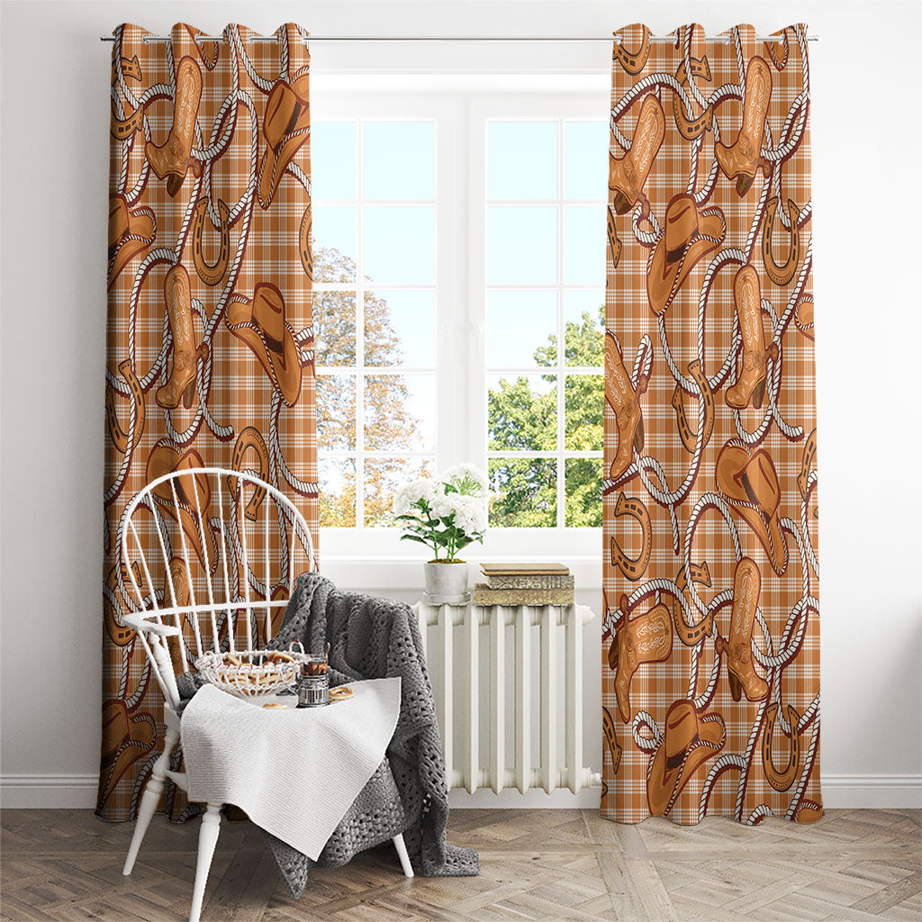 Brown Hawaii Palaka Cowboy Window Curtain Hawaiian Paniolo Festival Spirit