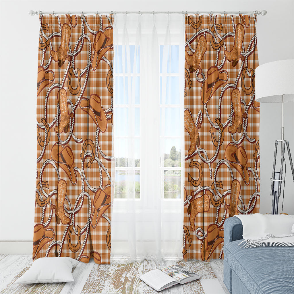 Brown Hawaii Palaka Cowboy Window Curtain Hawaiian Paniolo Festival Spirit