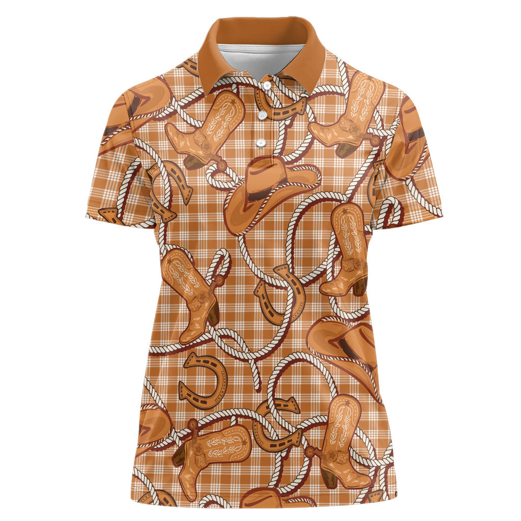 Brown Hawaii Palaka Cowboy Women Polo Shirt Hawaiian Paniolo Festival Spirit