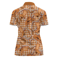 Brown Hawaii Palaka Cowboy Women Polo Shirt Hawaiian Paniolo Festival Spirit