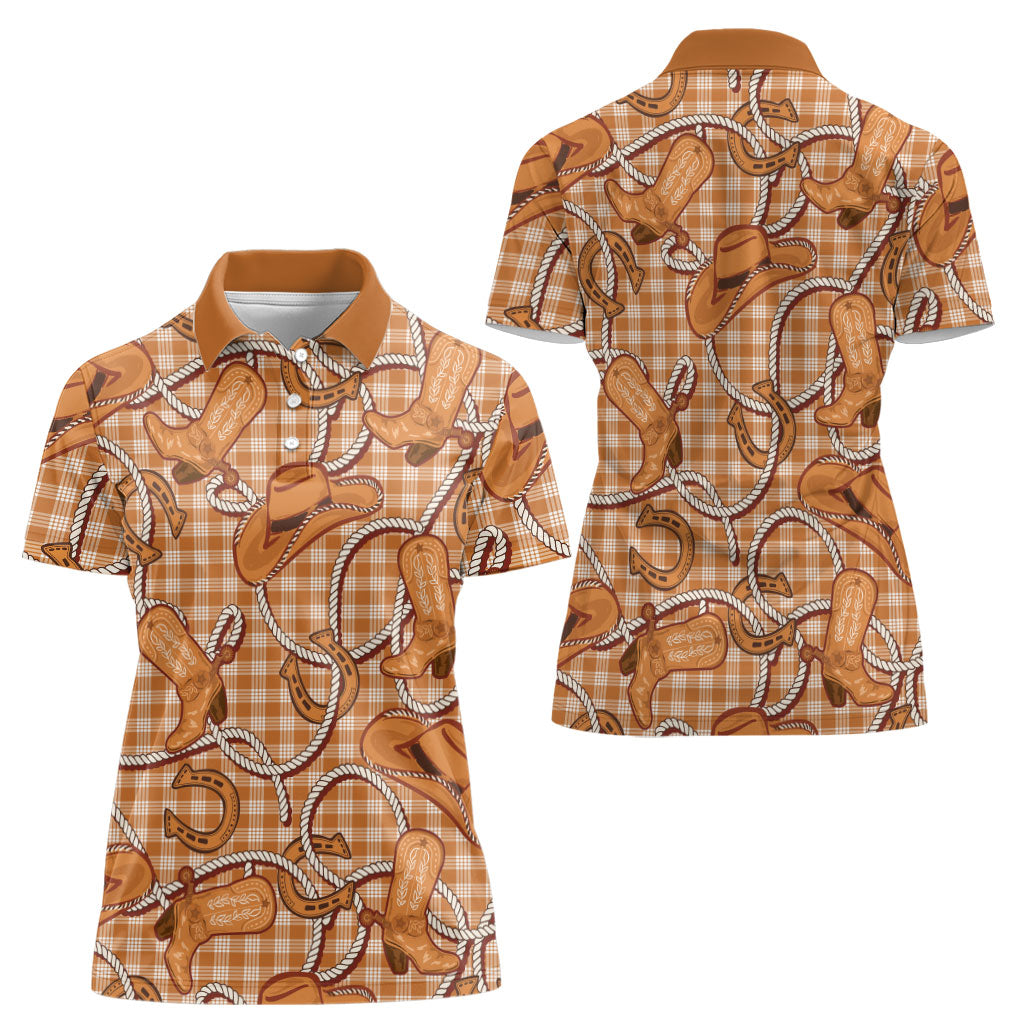 Brown Hawaii Palaka Cowboy Women Polo Shirt Hawaiian Paniolo Festival Spirit