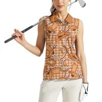 Brown Hawaii Palaka Cowboy Women Sleeveless Polo Shirt Hawaiian Paniolo Festival Spirit