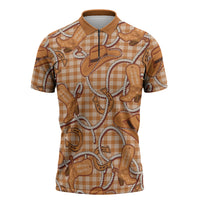 Brown Hawaii Palaka Cowboy Zipper Polo Shirt Hawaiian Paniolo Festival Spirit