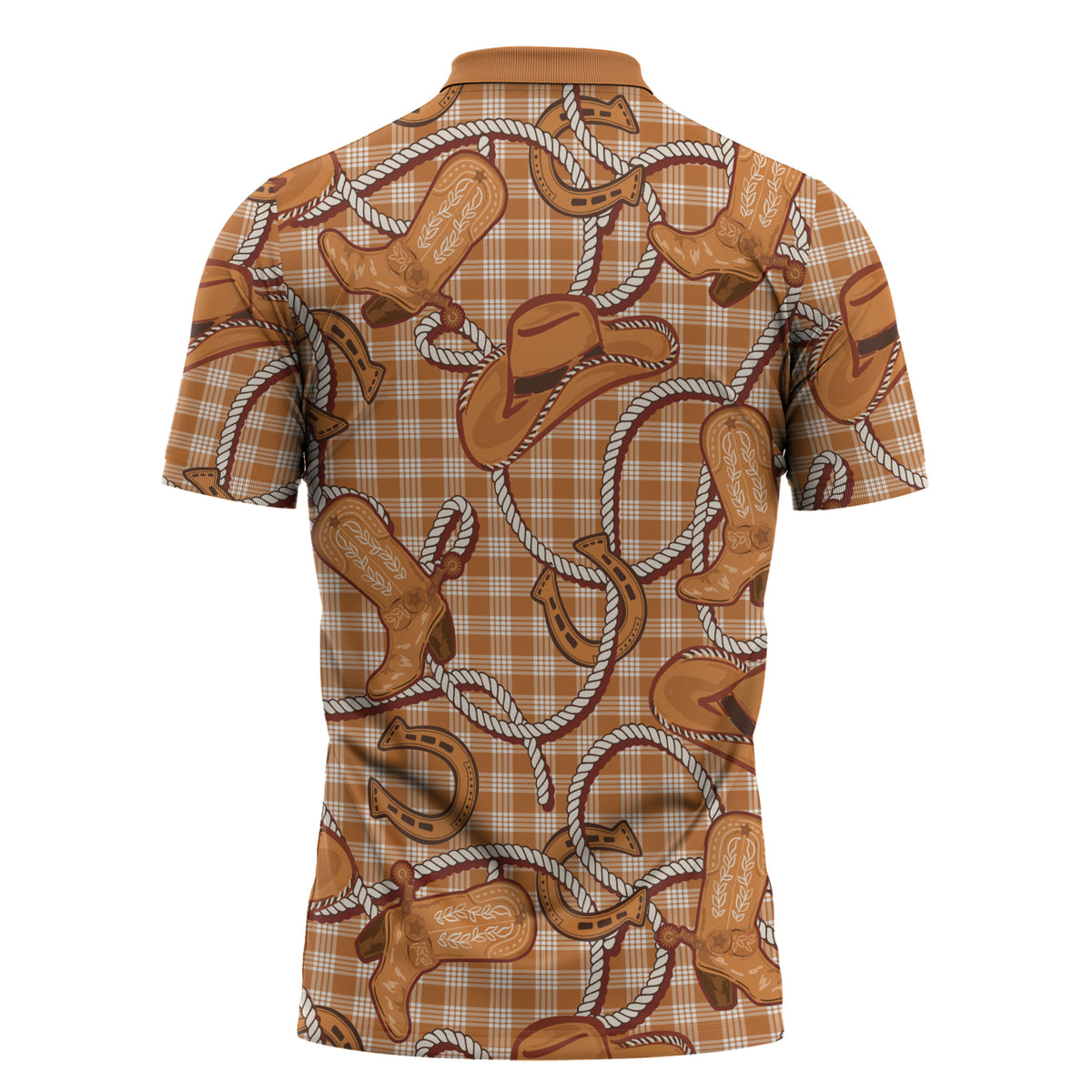 Brown Hawaii Palaka Cowboy Zipper Polo Shirt Hawaiian Paniolo Festival Spirit
