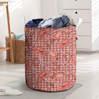 Red Hawaii Palaka Cowboy Laundry Basket Hawaiian Paniolo Festival Spirit