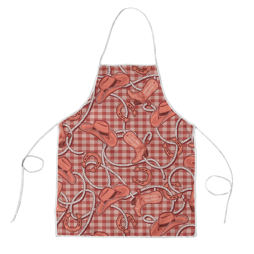 Red Hawaii Palaka Cowboy Apron Hawaiian Paniolo Festival Spirit