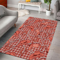 Red Hawaii Palaka Cowboy Area Rug Hawaiian Paniolo Festival Spirit