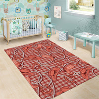 Red Hawaii Palaka Cowboy Area Rug Hawaiian Paniolo Festival Spirit