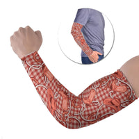 Red Hawaii Palaka Cowboy Arm Sleeves Hawaiian Paniolo Festival Spirit