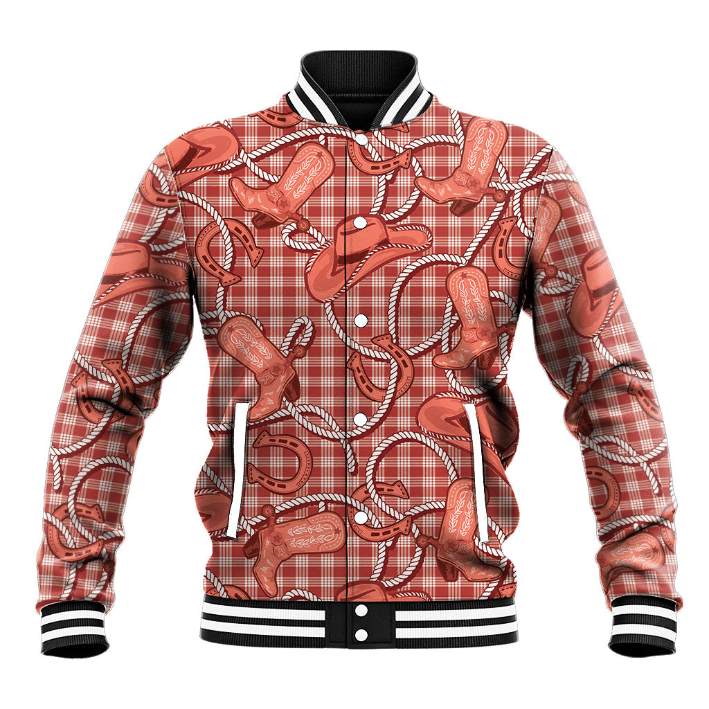 Red Hawaii Palaka Cowboy Baseball Jacket Hawaiian Paniolo Festival Spirit