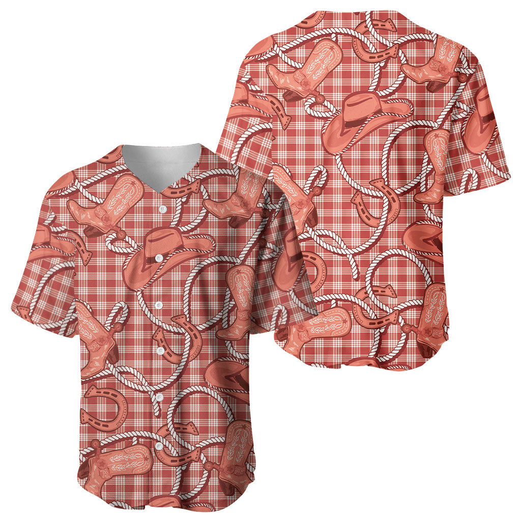 Red Hawaii Palaka Cowboy Baseball Jersey Hawaiian Paniolo Festival Spirit
