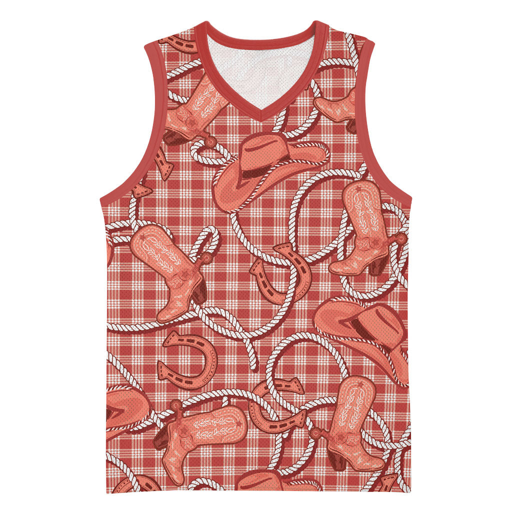 Red Hawaii Palaka Cowboy Basketball Jersey Hawaiian Paniolo Festival Spirit LT19 Unisex Red - Polynesian Pride