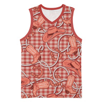 Red Hawaii Palaka Cowboy Basketball Jersey Hawaiian Paniolo Festival Spirit