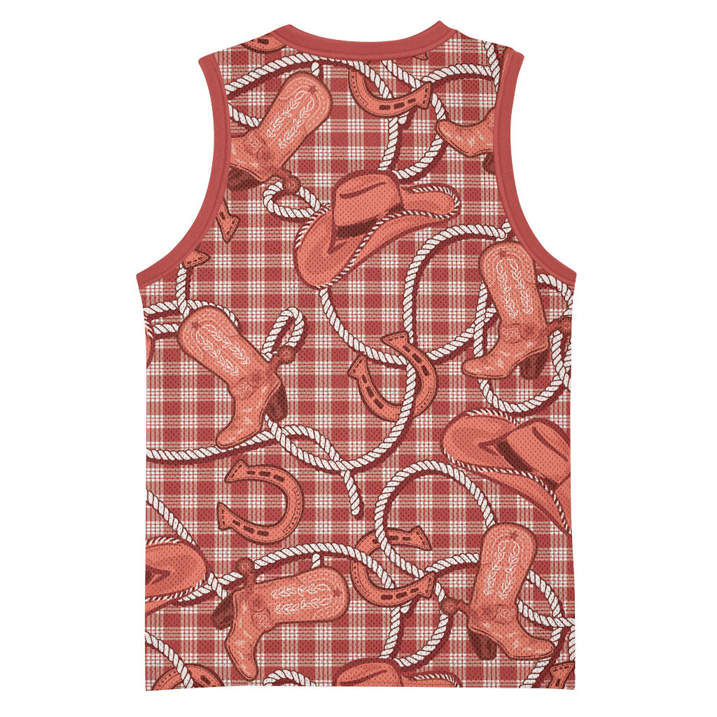Red Hawaii Palaka Cowboy Basketball Jersey Hawaiian Paniolo Festival Spirit