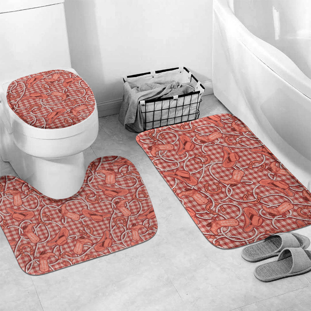 Red Hawaii Palaka Cowboy Bathroom Set Hawaiian Paniolo Festival Spirit