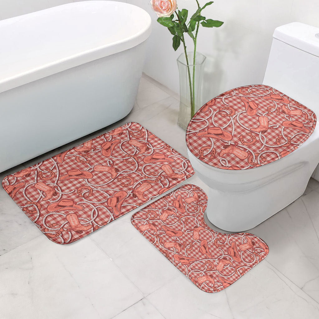 Red Hawaii Palaka Cowboy Bathroom Set Hawaiian Paniolo Festival Spirit