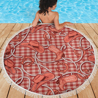 Red Hawaii Palaka Cowboy Beach Blanket Hawaiian Paniolo Festival Spirit