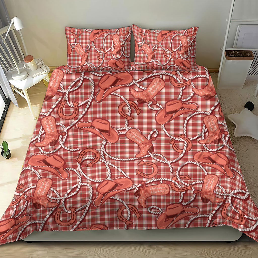 Red Hawaii Palaka Cowboy Bedding Set Hawaiian Paniolo Festival Spirit