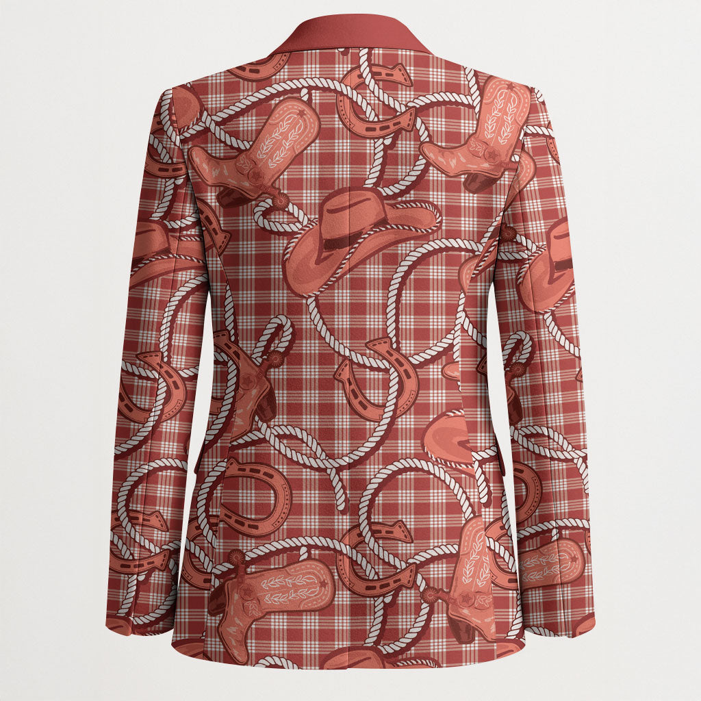Red Hawaii Palaka Cowboy Blazer Hawaiian Paniolo Festival Spirit