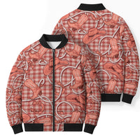 Red Hawaii Palaka Cowboy Bomber Puffer Jacket Hawaiian Paniolo Festival Spirit