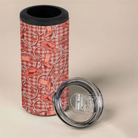 Red Hawaii Palaka Cowboy 4 in 1 Can Cooler Tumbler Hawaiian Paniolo Festival Spirit